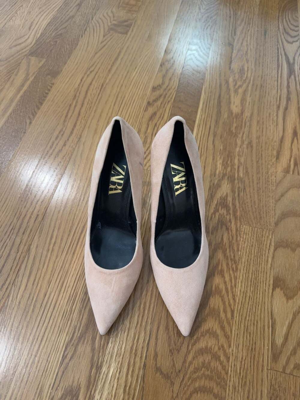 Zara Nude Suede Pointed Toe Stiletto Pumps Size 40
